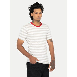 Mens Grey Crew neck Striped T-shirt Mens Grey Crew neck Striped T-shirt