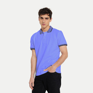                       Mens Lavender Contrast Collar Polo                                              