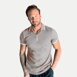                       Mens Soft Pink Contrast Collar Polo                                              