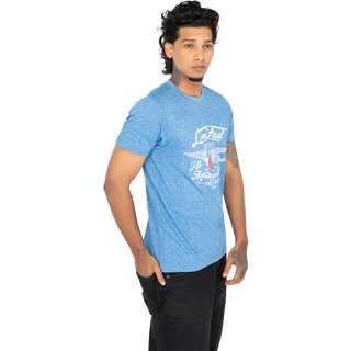                       Mens Blue  Crew neck Printed T-shirts                                              