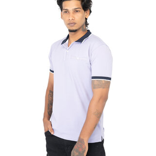                       Mens Lavender Contrast Collar Polo                                              