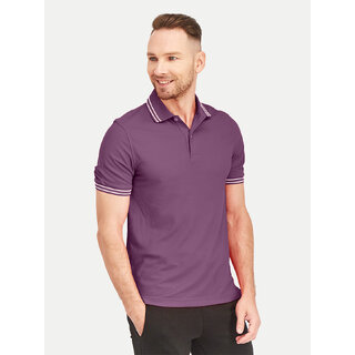 Mens Wine Contrast Collar Polo Mens Wine Contrast Collar Polo