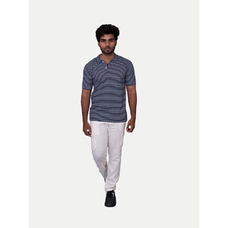 Mens Navy Zipper Polo Stripe T-shirt Mens Navy Zipper Polo Stripe T-shirt