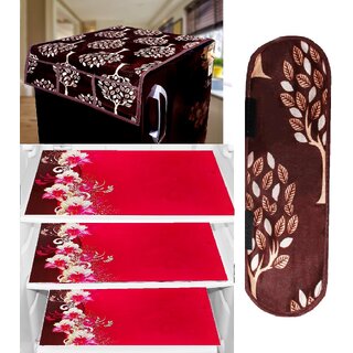 REVEXO Polyester Floral Pattern Fridge Covers