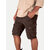 Men Dark Brown Carduroy Cargo Cargo Shorts
