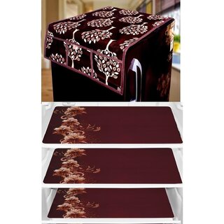                       REVEXO Plastic Floral Pattern Fridge Covers                                              