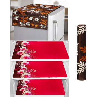 REVEXO Polyester Floral Pattern Fridge Covers