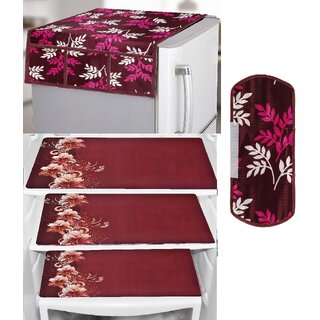                       REVEXO Polyester Floral Pattern Fridge Covers                                              