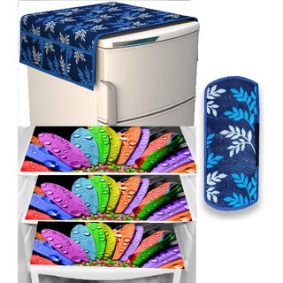REVEXO Polyester Floral Pattern Fridge Covers REVEXO Polyester Floral Pattern Fridge Covers