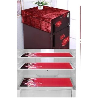 REVEXO Polyester Floral Pattern Fridge Covers REVEXO Polyester Floral Pattern Fridge Covers
