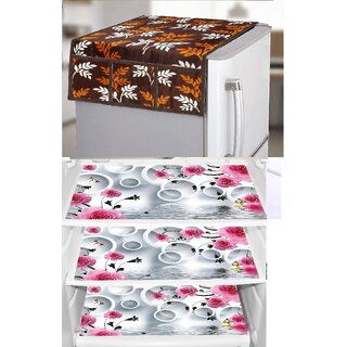 REVEXO Polyester Floral Pattern Fridge Covers REVEXO Polyester Floral Pattern Fridge Covers