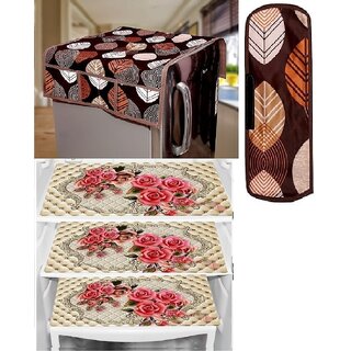 REVEXO Polyester Floral Pattern Fridge Covers REVEXO Polyester Floral Pattern Fridge Covers