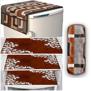REVEXO Polyester Floral Pattern Fridge Covers REVEXO Polyester Floral Pattern Fridge Covers