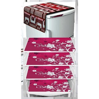 REVEXO Polyester Floral Pattern Fridge Covers REVEXO Polyester Floral Pattern Fridge Covers