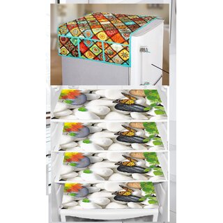 REVEXO Polyester Floral Pattern Fridge Covers REVEXO Polyester Floral Pattern Fridge Covers
