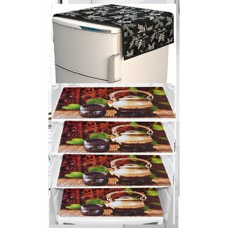                       REVEXO Polyester Floral Pattern Fridge Covers                                              