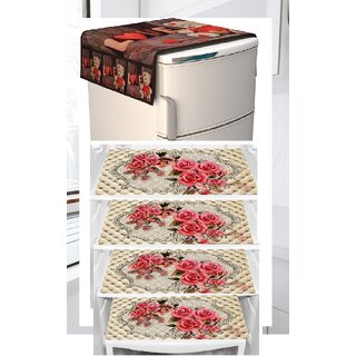 REVEXO Polyester Floral Pattern Fridge Covers REVEXO Polyester Floral Pattern Fridge Covers
