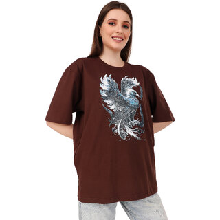                       REVEXO Printed Pure Cotton Brown,Beige Color T-Shirt For Women                                              