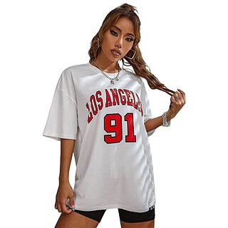                       REVEXO Typography Cotton Blend Multicolor Color T-Shirt For Women                                              