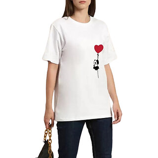                       REVEXO Printed Cotton Blend Black Color T-Shirt For Women                                              