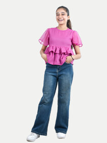 Girls Red Ruffled Top