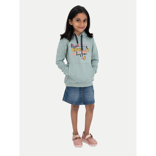                       Girls Light Blue Printed Sweat Hoodie                                              