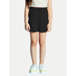                       Girls Black Solid Shorts                                              