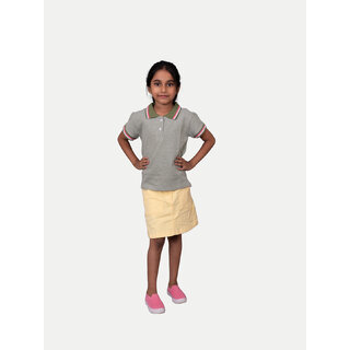                       Girls Mint Green Polo Melange T-shirt                                              