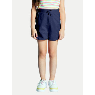                       Girls Navy Solid Shorts                                              