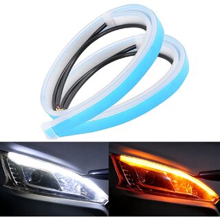                       White Amber Stick-on Above Headlamp Flow LED Sequential Daytime Running Lights                                              