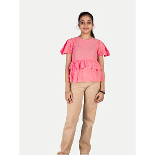                       Girls Red Ruffled Top                                              