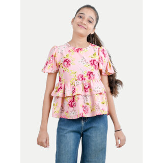                       Girls Peach Ruffled Top                                              