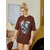 REVEXO Printed Pure Cotton Brown,Beige Color T-Shirt For Women