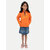 Girls Orange Printed Sweat Hoodie