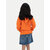 Girls Orange Printed Sweat Hoodie