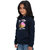 Girls Dark Blue Printed Sweat Hoodie