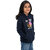 Girls Dark Blue Printed Sweat Hoodie