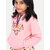 Girls Pink Printed Sweat Hoodie