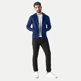 Mens Solid Royal Blue Zipper Hoodies