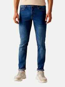 Mens Slim Fit Dark Blue Denim Pants