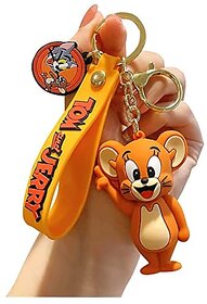 Villagetiger Rubber Happy Tom And Jerry Keychain For Boys Girl Students College School Bags Bikes Cars Home Office Keyring For Valentine'S Day Happy Birthday Return Gifts