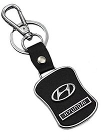 Techpro Leather Chrome Key Chain Key Ring Compatible Scooter And Bikes (Hyundai) Burgundy