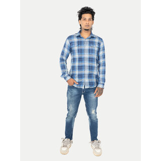 Mens Blue Checked Cotton Shirts Mens Blue Checked Cotton Shirts