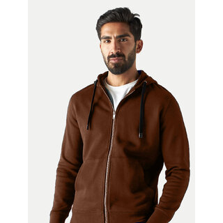                       Mens Solid coffee Zipper Hoodies                                              