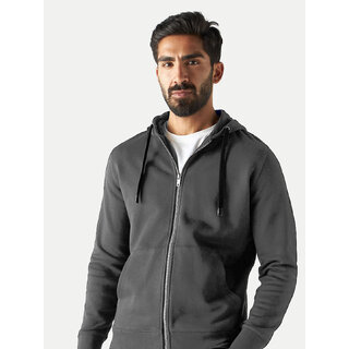                       Mens Solid Dark Grey Zipper Hoodies                                              