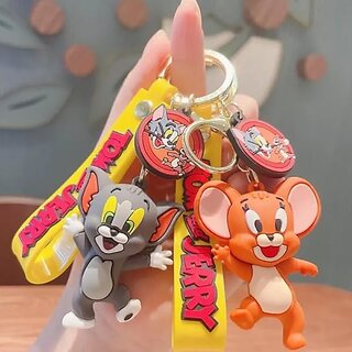                       Tdf Tom And Jerry Combo *2Pcs* Keychain 3D Cartoon 90S | Gift For Boys And Girls | School Bag Accessory                                              