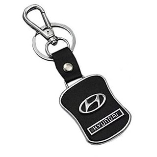 Techpro Leather Chrome Key Chain Key Ring Compatible Scooter And Bikes (Hyundai) Burgundy