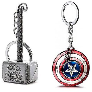                       Metal Thor Keychain And Superhero Captain America Metal Premium Keychains ( Pack Of 1 )                                              