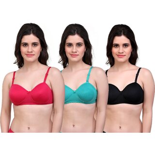                       Lambency Red,Green,Black Minimizer Bra                                              