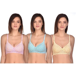                       Lambency Blue,Yellow,Pink Front Closure Bra                                              